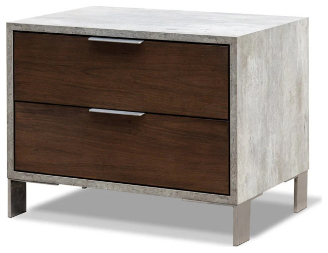 Parker Modern Dark Walnut & Faux Concrete Nightstand - Contemporary ...