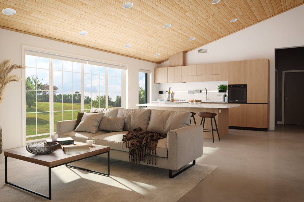 3д визуализация интерьера гостиной загородный дом