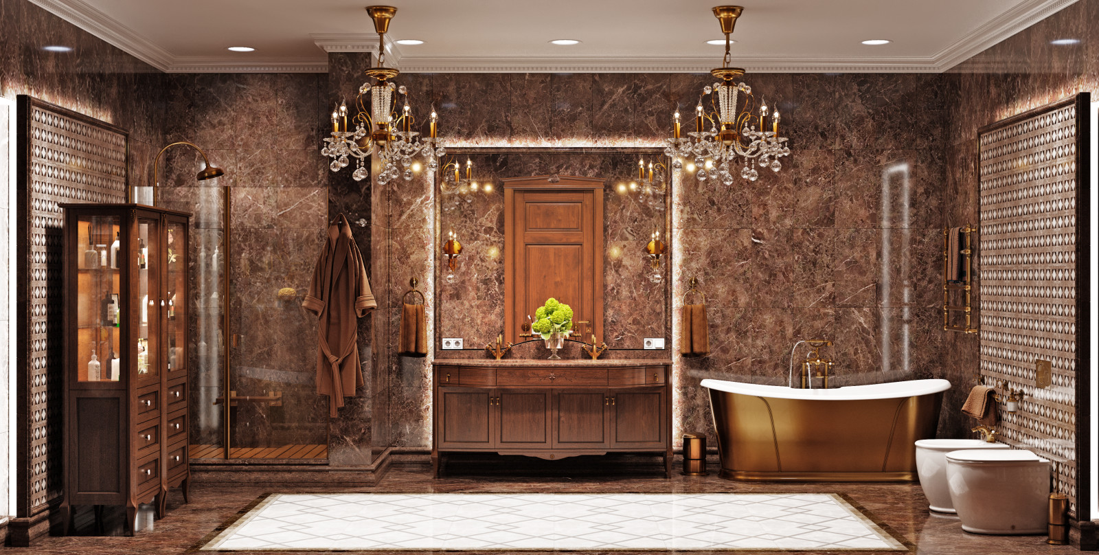 Визуализация ванной комнаты "Мокко"