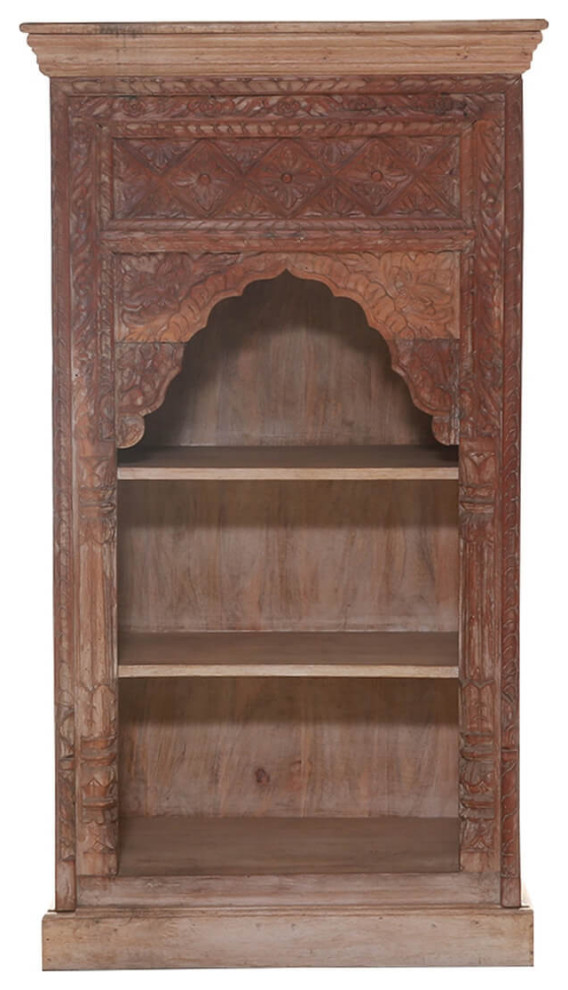 Holtville Handcarved Solid Wood Rustic Bookcase