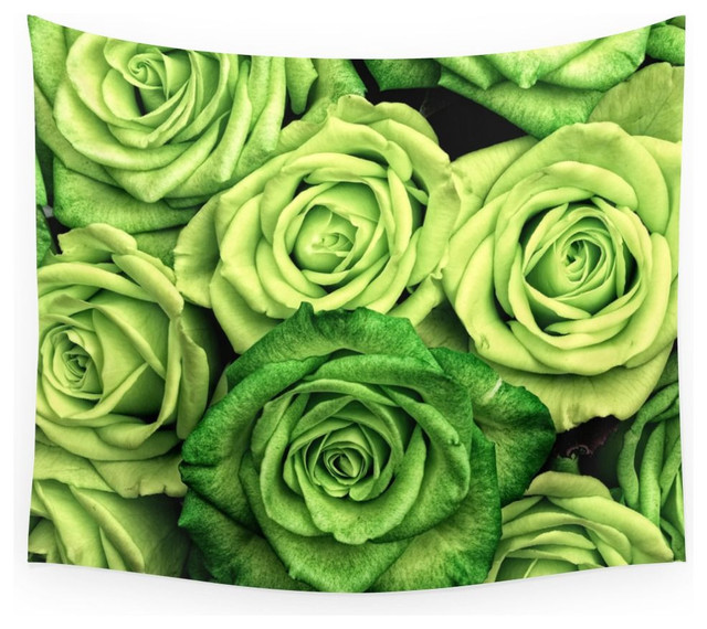 Society6 Green Roses Wall Tapestry Contemporary Tapestries by