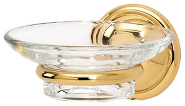 Alno Soap Dish with Holder in Polished Brass