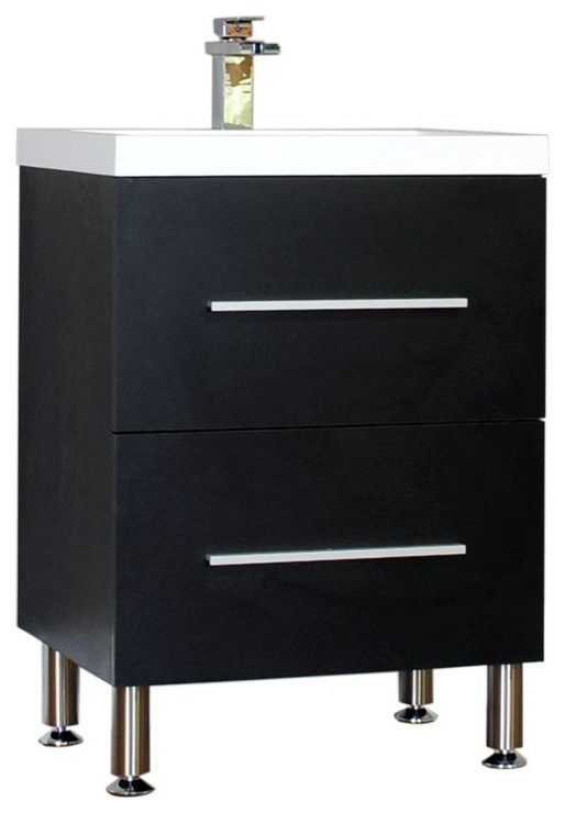 Greenville 24" Single Modern Bathroom Vanity in Black With Mirror
