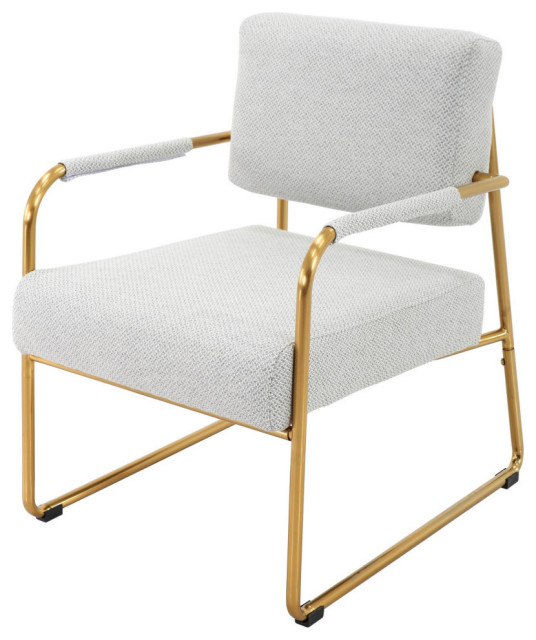 Sarita Fabric Accent Chair Gold Legs, Cardiff Gray Contemporary