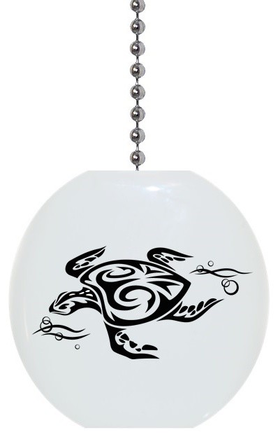 Tribal Sea Turtle Swimming Ceiling Fan Pull Beach Style