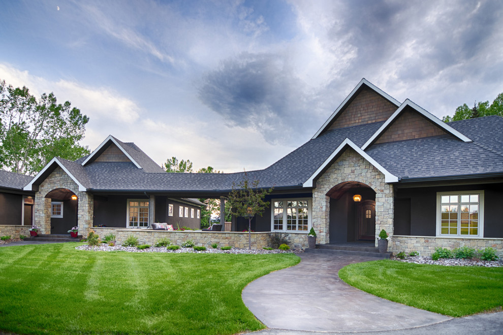 Inspiration for a transitional home design remodel in Calgary
