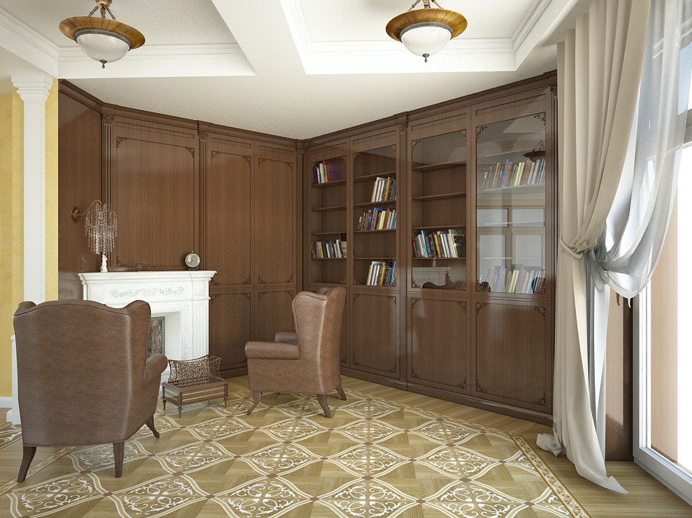 Библиотека на 1-м этаже. Проход через гостиную