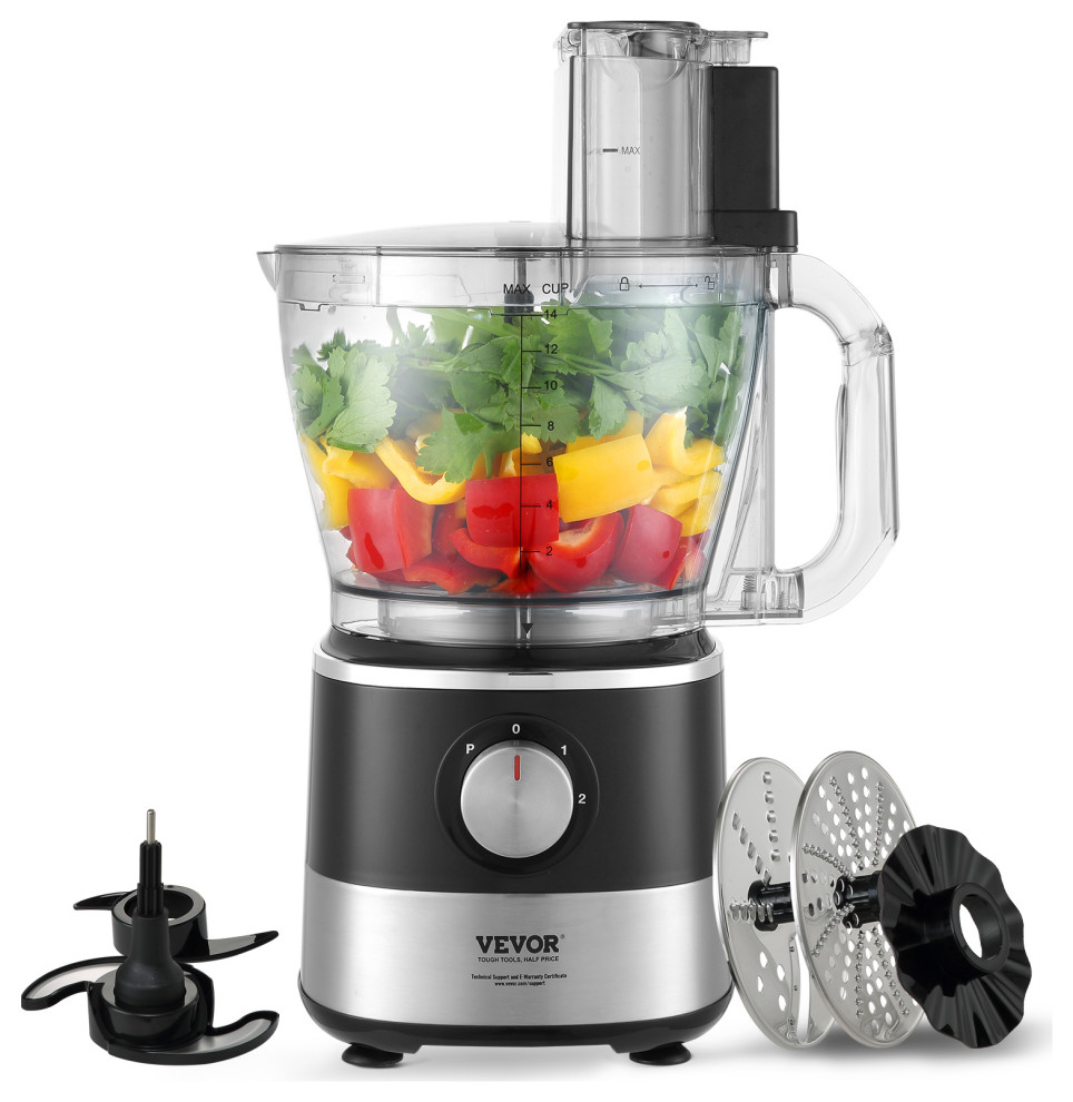 VEVOR 14-Cup 600W Food Processor Vegetable Chopper for Mixing Slicing Kneading