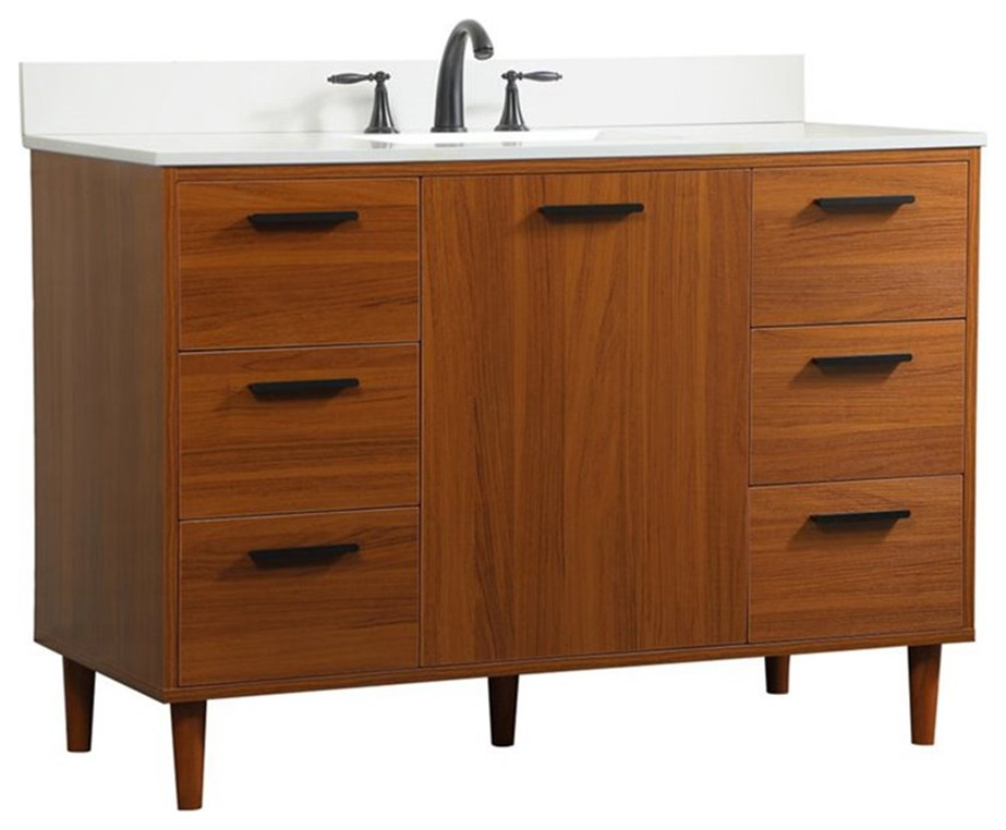 Elegant Decor Baldwin 48" Solid Wood Bathroom Vanity with Backsplash in