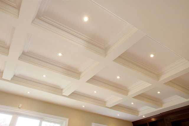 Coffered Ceiling Plaster American Traditional Family Room