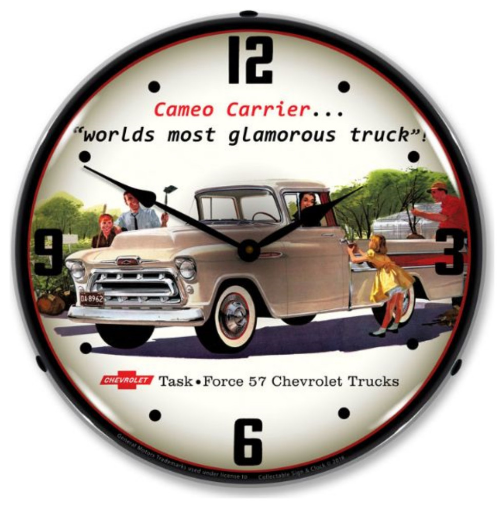 GM1801825 1957 Chevrolet Cameo Truck Clock Midcentury Wall Clocks