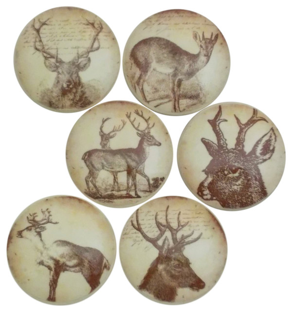 6 Piece Set Stag Deer Cabinet Knobs Rustic Cabinet And Drawer