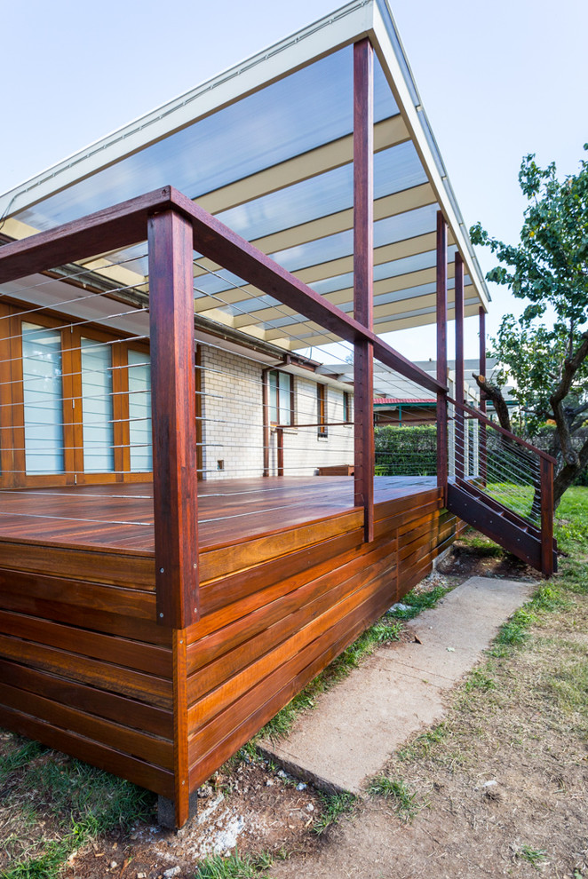 Inspiration for a contemporary deck in Canberra - Queanbeyan with a pergola.