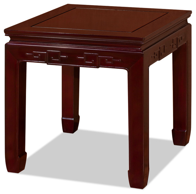Dark Cherry Hand Carved 20in Dragon Motif Rosewood Corner Cabinet