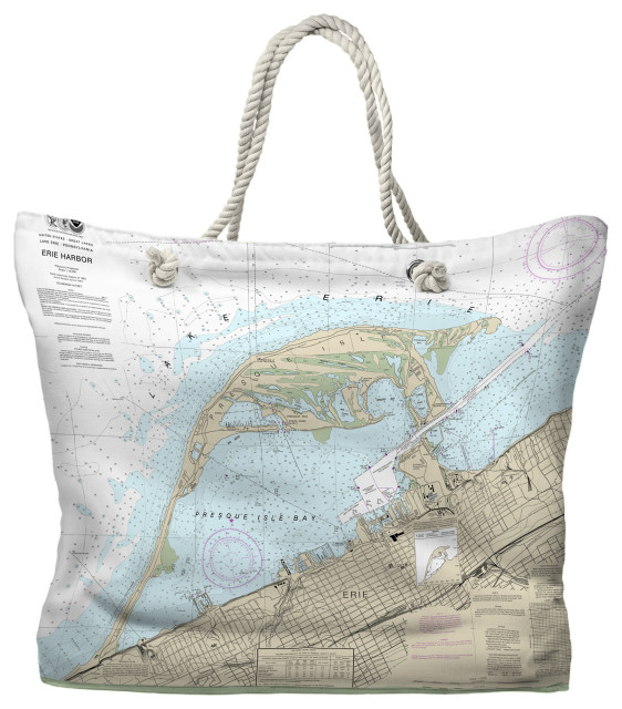 Erie Harbor, Presque Isle, PA Nautical Chart Tote Bag