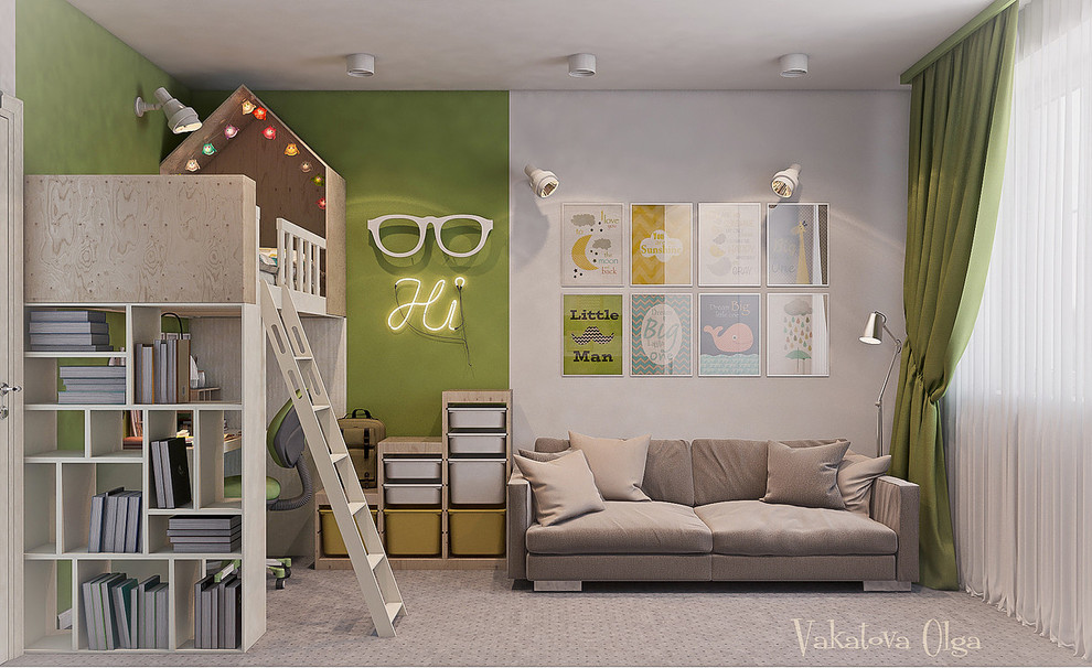 Интерьер  детской мальчика  в стиле минимализм.
