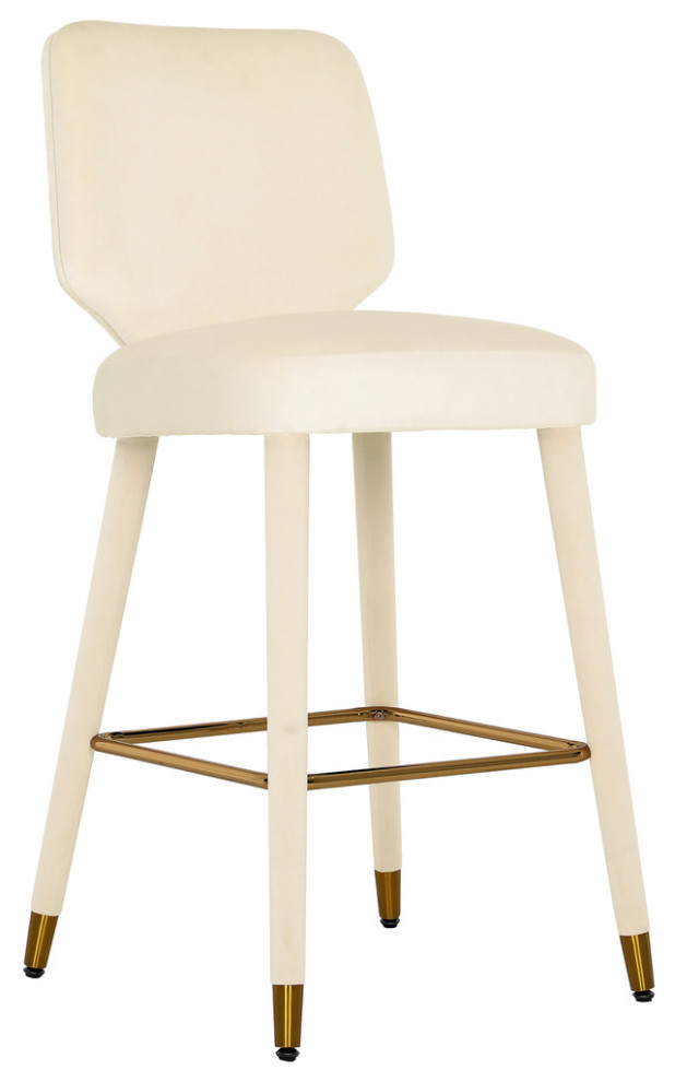 Athena Velvet Counter Stool, Gold Velvet Kitchen Counter Stool