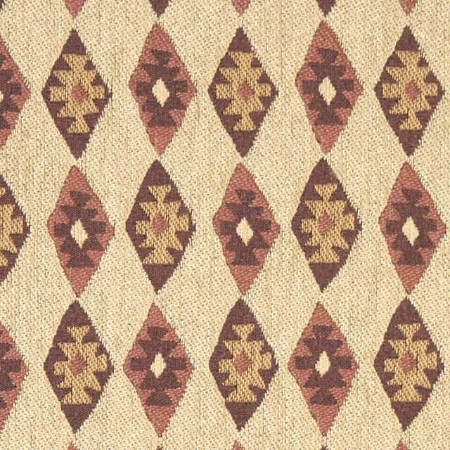 Green, Gold and Burgundy, Diamond Southwest Style Upholstery Fabric By The Yard