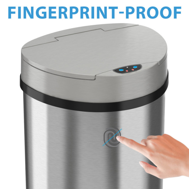 iTouchless 13 Gallon Semi-Round Sensor Trash Can with AbsorbX Odor ...