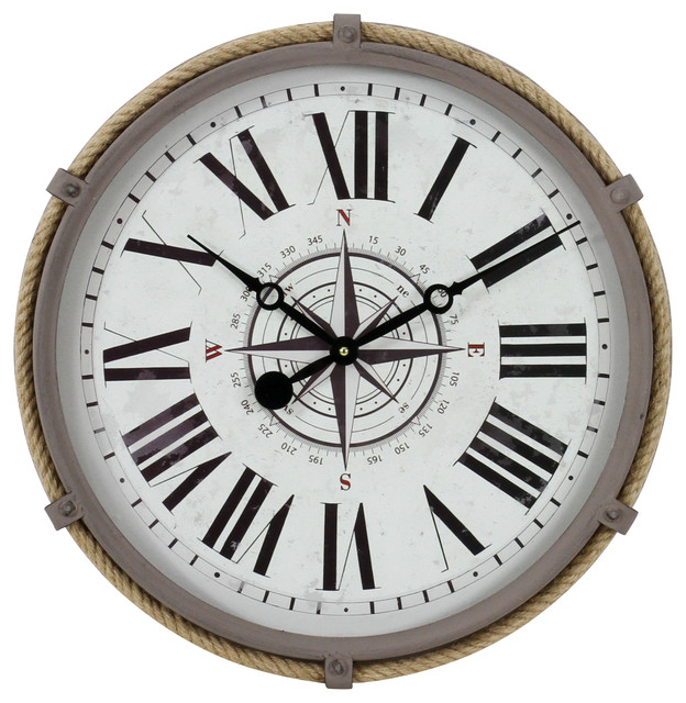 Seabrook Nautical Wall Clock Beach Style Clocks By Buildcom Houzz - Nautical Wall Clock Nz