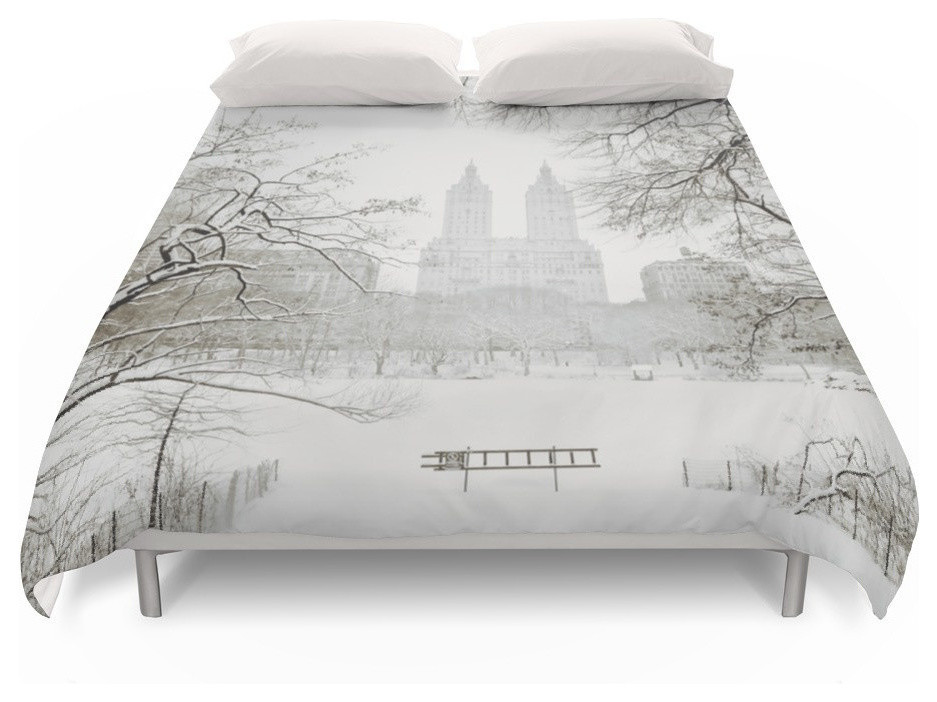 Winter Central Park New York City Duvet Cover Contemporary