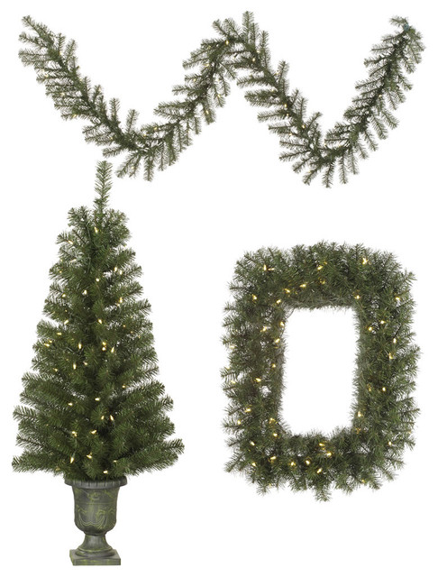 Clear Dura Lit Front Door Decorations 5 Piece Set