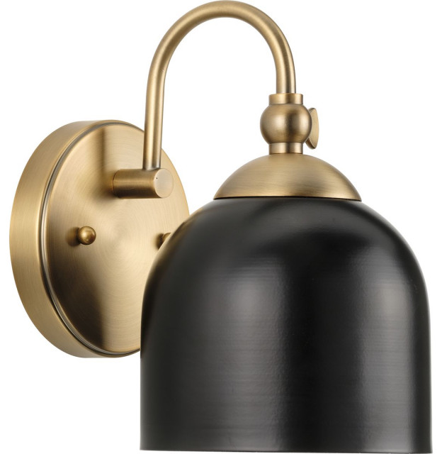 Dalton Collection 1Light Vintage Brass Matte Black Bath Vanity Light
