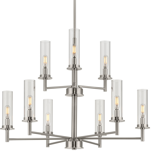 Luxury New Traditional Chandelier, Brushed Nickel Contemporary