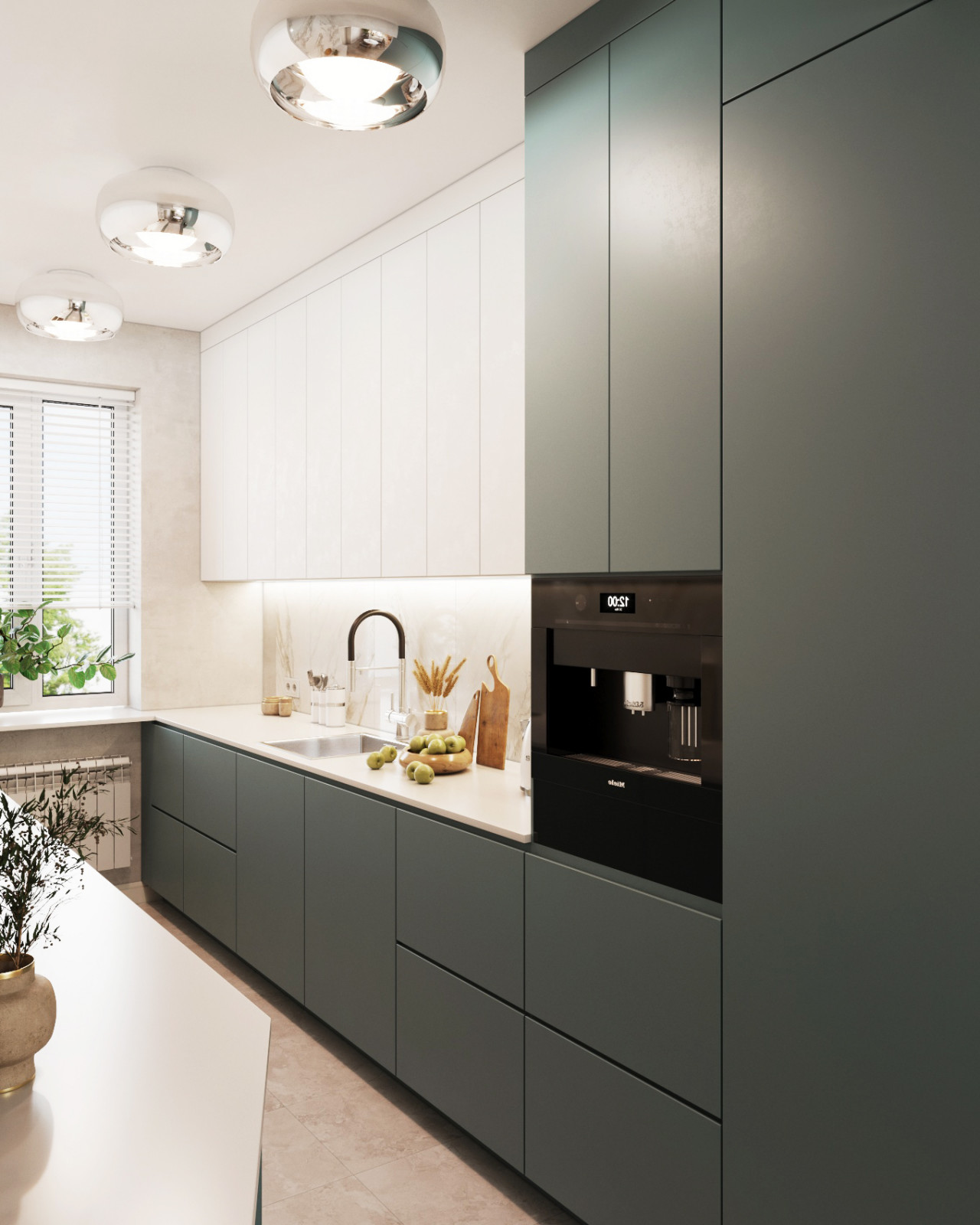 Кухня в оттенках шалфея