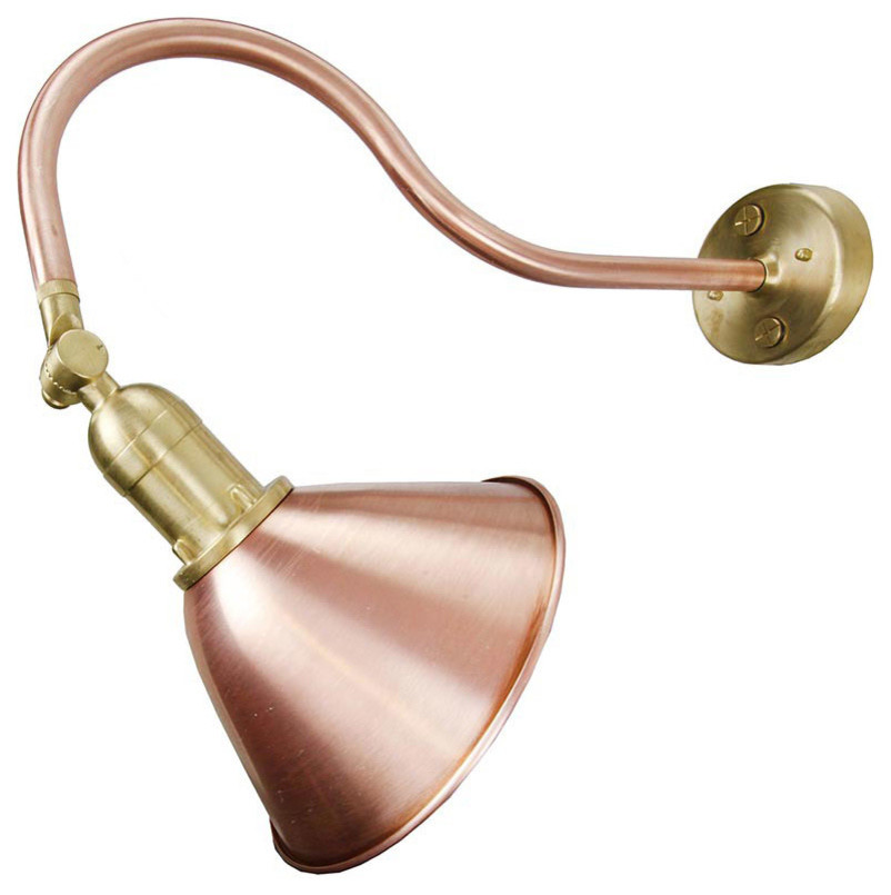 Adjustable Gooseneck Sign Light, Raw Copper Farmhouse Outdoor Wall