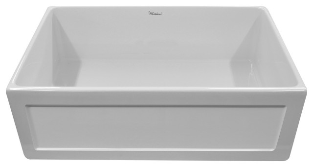 Whitehaus Whplcon3319 Fireclay 33 Large Reversible Front A Sink Contemporary Kitchen Sinks By Buildcom Houzz Large Reversible Front A Sink, Whitehaus Farmhouse Sink