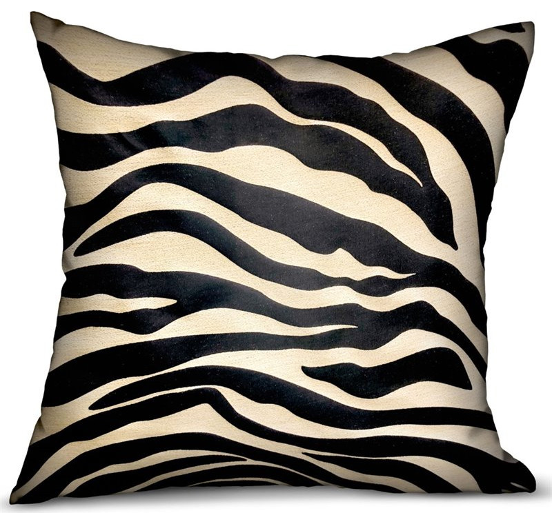 Plutus 12" x 20" Black Zebra Luxury Throw Pillow, Black Animal Motif Contemporary Decorative