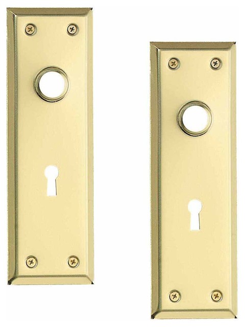 Set of 2  Vintage Fine Solid Brass Door Lever Handles Back Plates