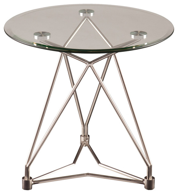 Erynne Tail Table Brushed Silver End Contemporary Erynne Tail Table Brushed Silver End