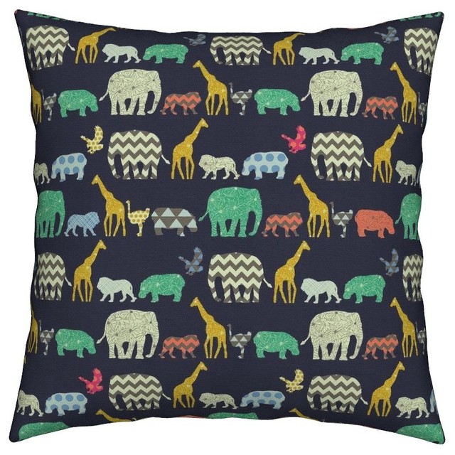 Elephant Geometric Flowers Hippo Baby Nursery Throw Pillow Cover Organic Sa Elephant Geometric Flowers Hippo Baby Nursery Throw Pillow Cover Organic Sa