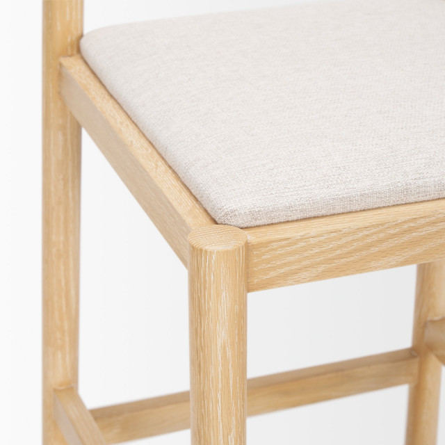 Bar Stool Sam Riddle Sam Counter Stool W/ Light Brown Wood Frame and Beige Upholstered Seat ...
