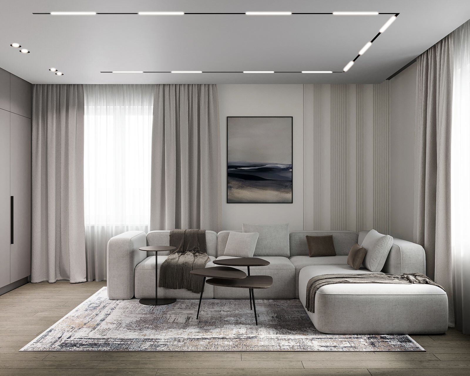 Дизайн интерьера квартиры с открытой террасой в жилом комплексе "Тармо"