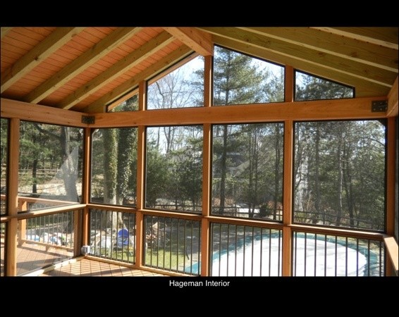 Screen Porch Ipe Floor Red Cedar Posts Ipe Rail In Westport Ct