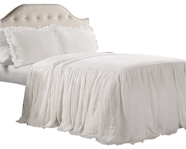 Ruffle Skirt Bedspread White 3Piece Set Queen Traditional Quilts And Quilt Sets by Uber