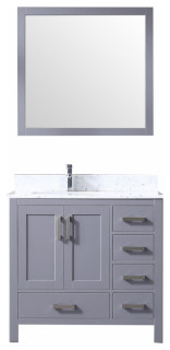 36 Inch Modern Dark Gray Bathroom Vanity Left Side Offset Sink Choice Of Top Transitional Bathroom Vanities And Sink Consoles By Unique Online Furniture