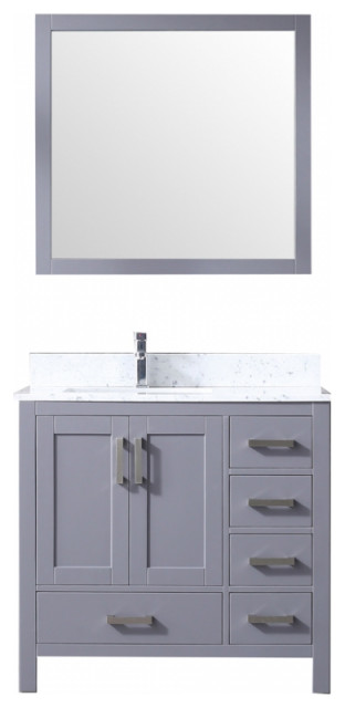 36 Inch Modern Dark Gray Bathroom Vanity Left Side Offset Sink Choice Of Top Transitional Bathroom Vanities And Sink Consoles By Unique Online Furniture Houzz