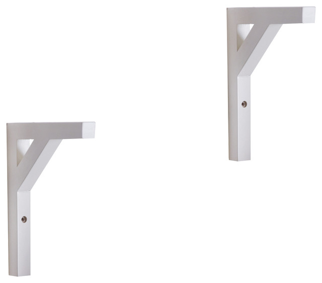 Solid Wood Shelf Brackets, 6.75"x8.75", Pack Of 2, White Traditional