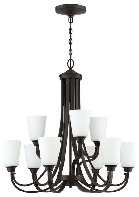 Craftmade Grace 9 Light Chandelier, Espresso w/White Frosted Glass