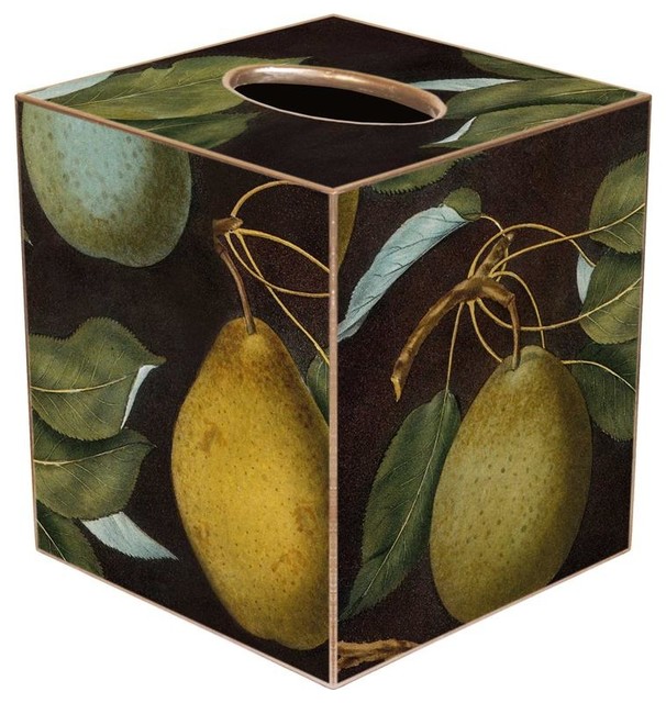 TB1549-Pears on Antique Brown Tissue Cover Box