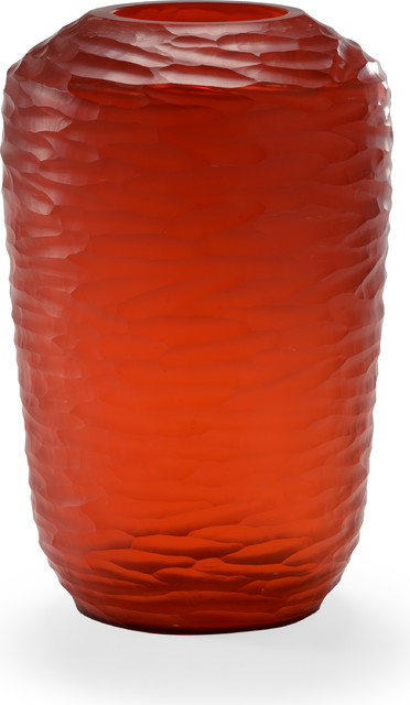 Sesse Vase, Hand Shaved, Red, Large