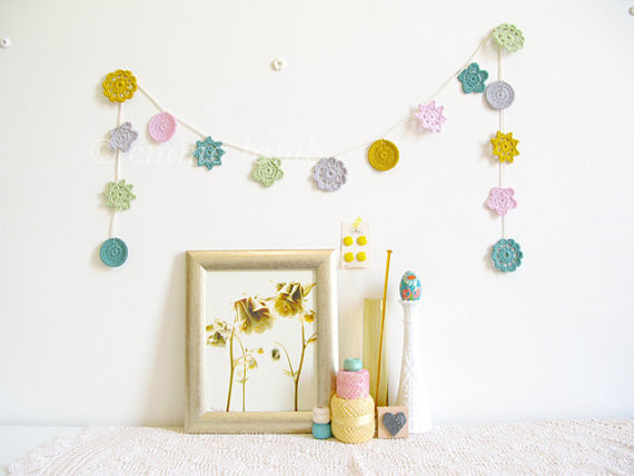 Crochet Garland, Spring Pastels by Emma Lamb