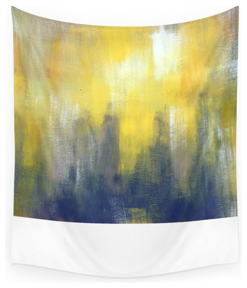 Society6 Yellow And Grey Wall Tapestry Contemporary Tapestries