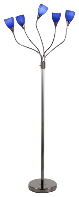 Medusa Contemporary Floor Lamp With Black Chrome Base Blue Gl Sconces