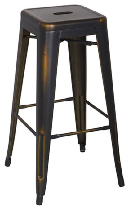 Office Star Bristow 30" Antique Metal Barstool in Antique Copper - Set of 2