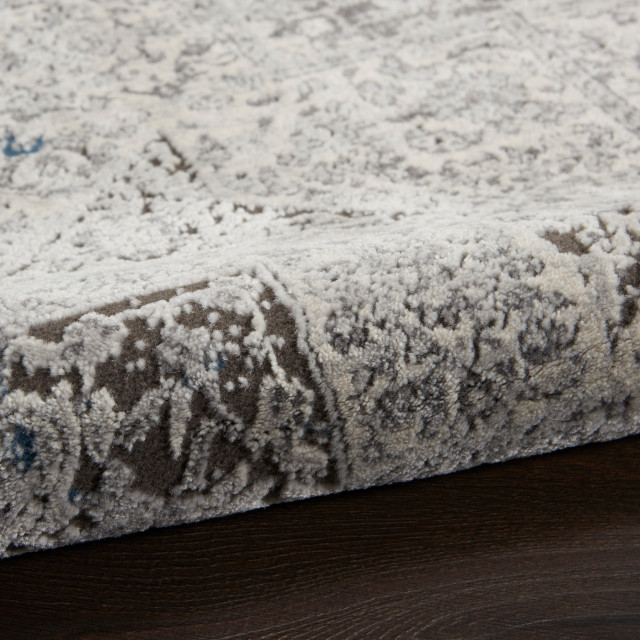 Expressions Rugs Nourison Grand Expressions KI52 Dark Grey Ivory Area Rug, Rectangular 9 ...